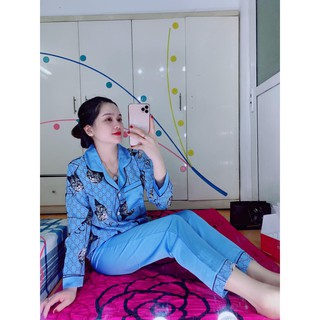 Bộ pijama satin tay dài quần dài sp0140