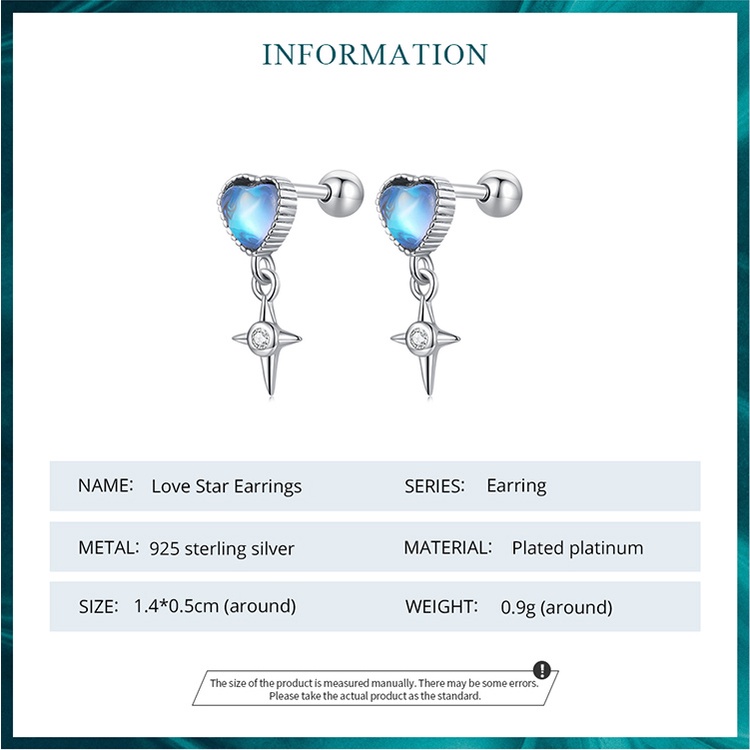 Hoa tai Bamoer bằng bạc 925 hình trái tim thanh lịch