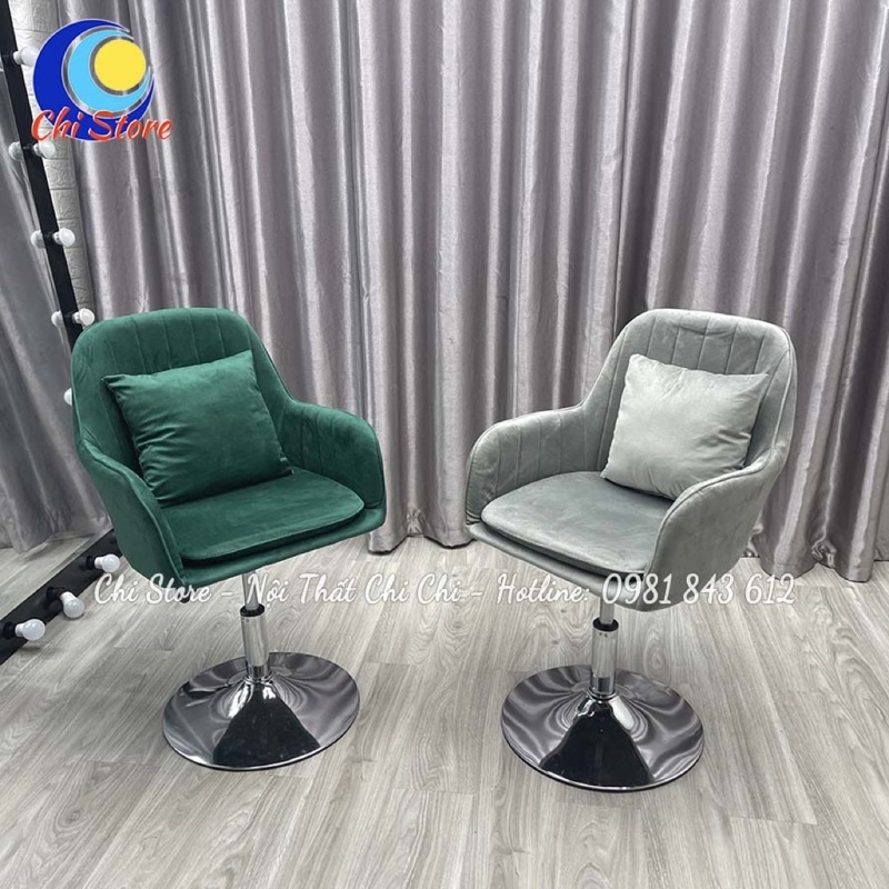 Ghế Xoay Ngồi Bàn Trang Điểm KÈM GỐI Sang Chảnh, Ghế Xoay Spa, Văn Phòng Xoay 360 Độ Chỉnh Độ Cao 40-55cm