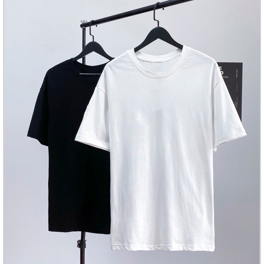 Áo phông tay lỡ unisex form rộng oversize, thun trơn nam nữ ATS01