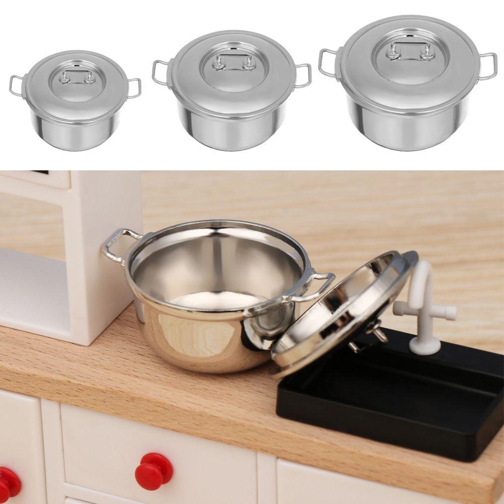 Nồi Nấu Súp Đồ Chơi Cho Nhà Búp Bê Có Nắp Đậy