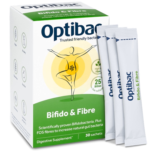 Men vi sinh Optibac Xanh lá cây Bifido Fibre , Anh (30 gói) giảm táo bón và bổ sung chất xơ cho người từ 1 tuổi trở lên