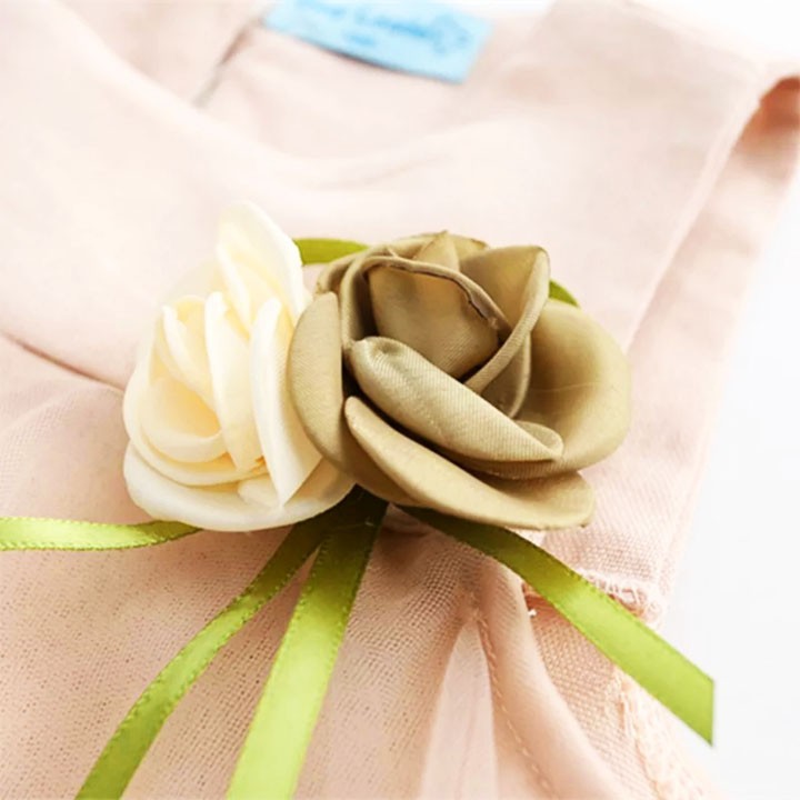 Đầm công chúa mềm mại phối hoa vải trang trọng cho bé gái 3-9 tuổi BBShine – D045