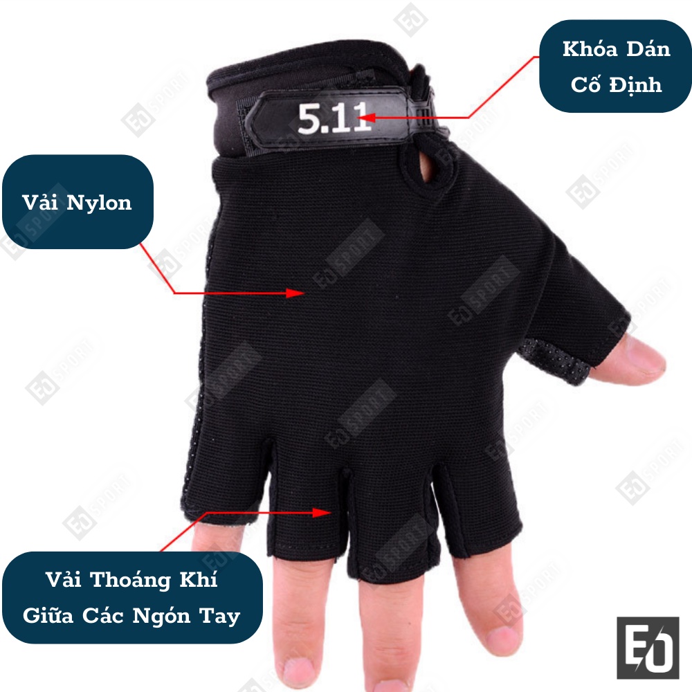 Găng Tay, Bao Tay Nam Hở Ngón Tập Gym Chơi Thể Thao Đi Phượt Lái Xe 511 - Eo.sportDZ