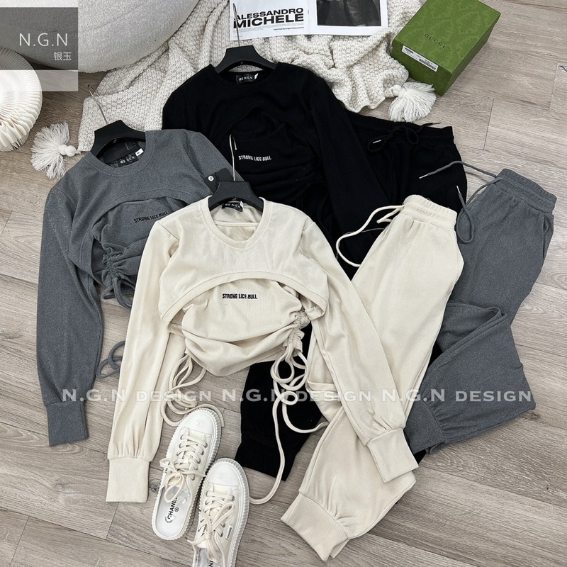 Sét thể thao dúm hông 3 chi tiết