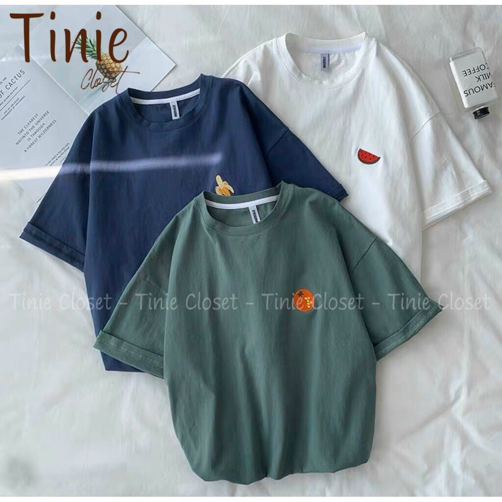 Áo thun nam nữ form rộng tay lỡ Unisex Trái Cây Tinie Closet Freesize