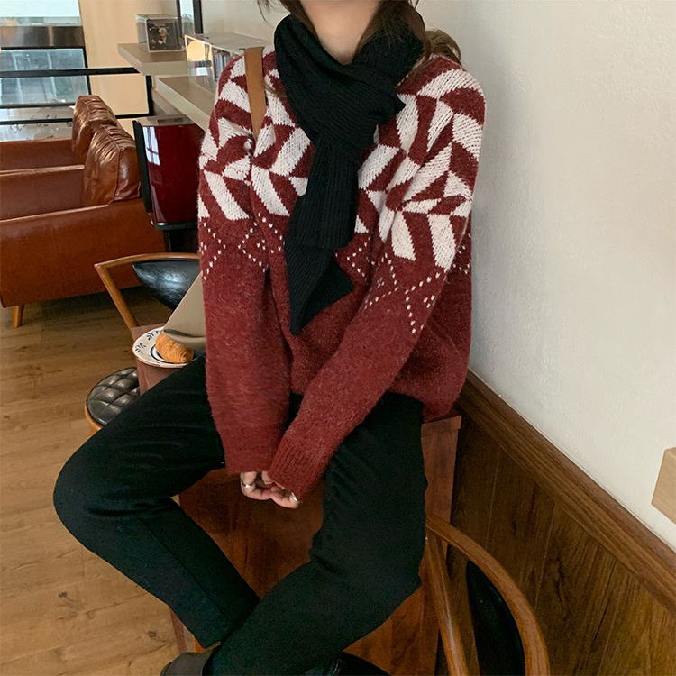 HOT- Khăn choàng cổ Len đan nữ Giữ ấm Thu Đông Màu trơn Ulzzang Hàn Quốc Kiểu dáng đơn giản