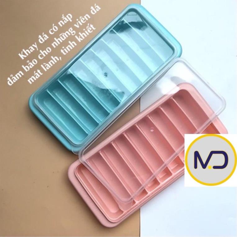 [Kho sỉ]  Vỉ đá, khay đá 9 viên dài có nắp, khuôn làm thạch nhựa PP Việt Nhật 6933