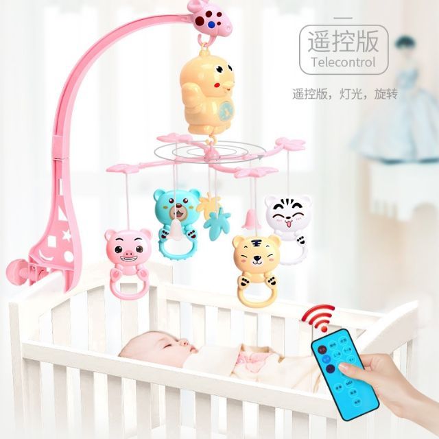 Treo Nôi Phát Nhạc Treo Cũi Kích Thích Thị Giác Cho Bé Tự Xoay 360 Độ Có Điều Khiển TN38