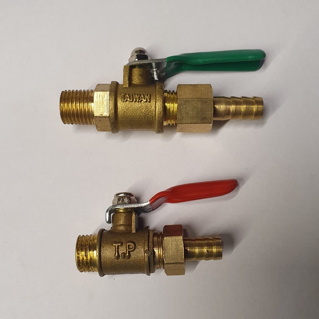 Van hơi,van gạt 1/4 nhỏ ren 13mm cho máy nén khí (bằng thau tốt)