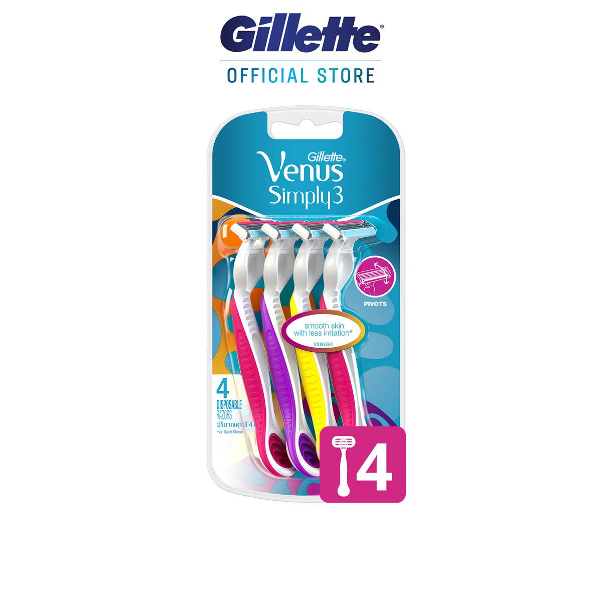 Bộ 4 cây dao cạo râu 3 lưỡi Gillette Venus Simply