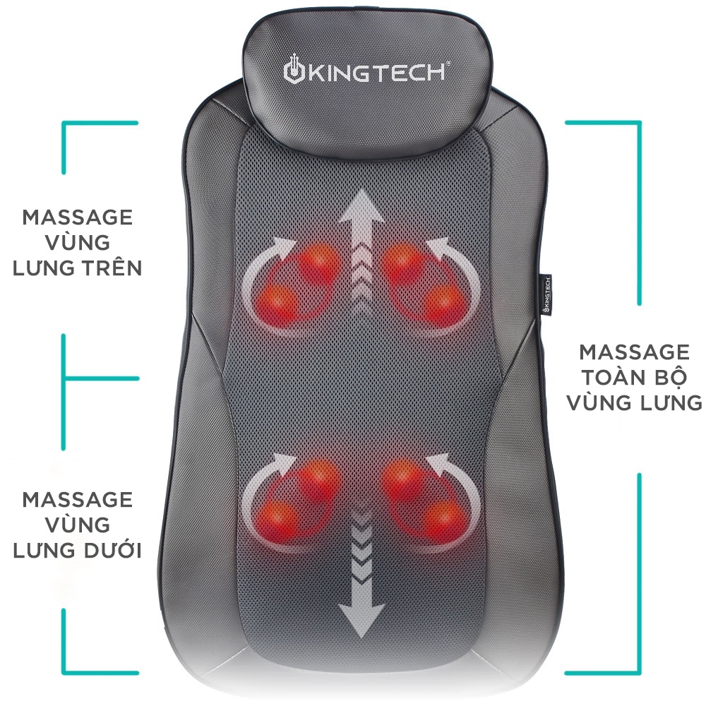 Đệm, Ghế Massage Cao Cấp KINGTECH KC-500S - Mát Xa Lưng 3D Chuyên Sâu, Tính Năng Nhiệt Hồng Ngoại - Bảo Hành 12 Tháng