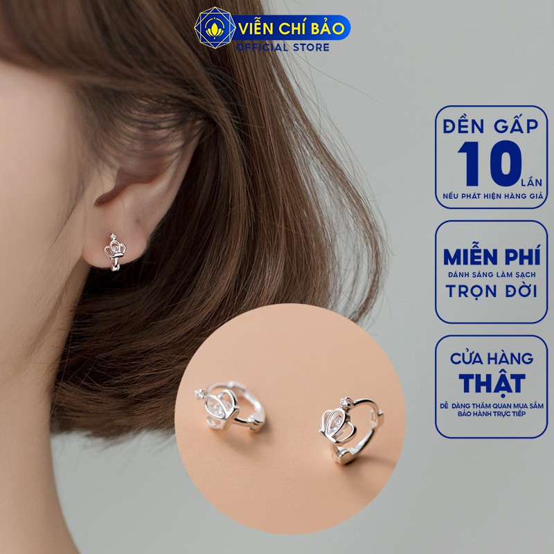 Bông tai bạc nữ nụ vương miện chất liệu bạc 925 thời trang phụ kiện trang sức nữ Viễn Chí Bảo B400709