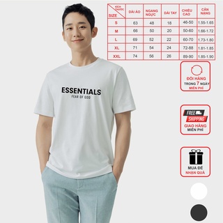 Áo Thun nam cổ tròn tay ngắn Cao Cấp  Cotton Co Giãn 4 Chiều Chất Mát ESSENTIALS