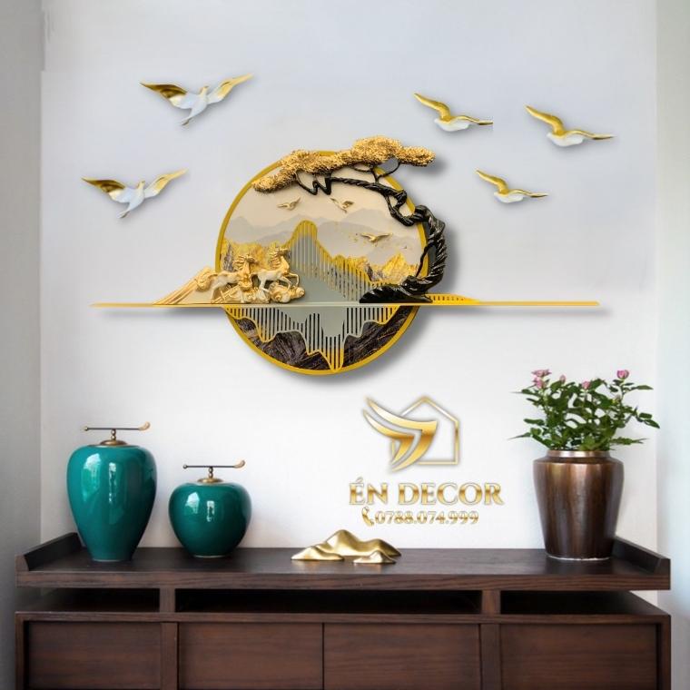 Tranh Phong Cảnh Treo Tường Song Mã Nghệ Thuật, Tranh Sắt, TD11, Én Decor