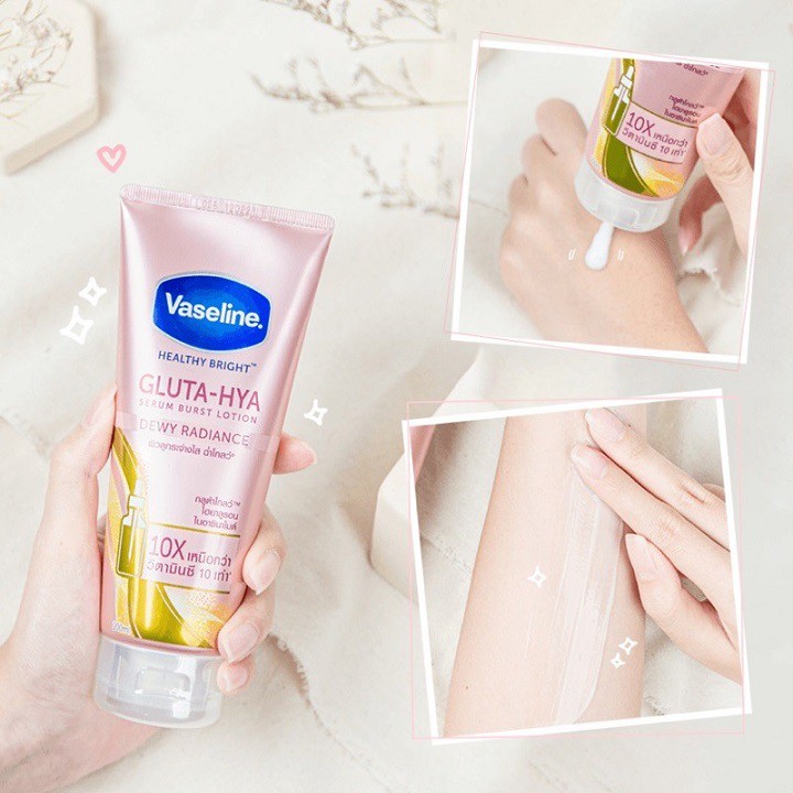 Sữa dưỡng thể trắng da Vaseline Healthy Bright Gluta HYA Serum Burst Lotion 10X Thái Lan 330ml