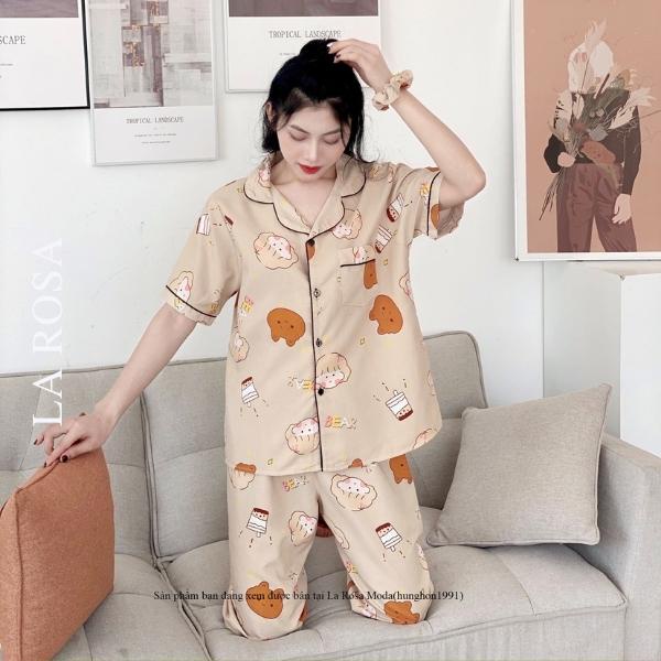 Bộ Ngủ Nữ Pijama Tay Ngắn Quần Dài Chất KATE Siêu Yêu-La Rosa Moda