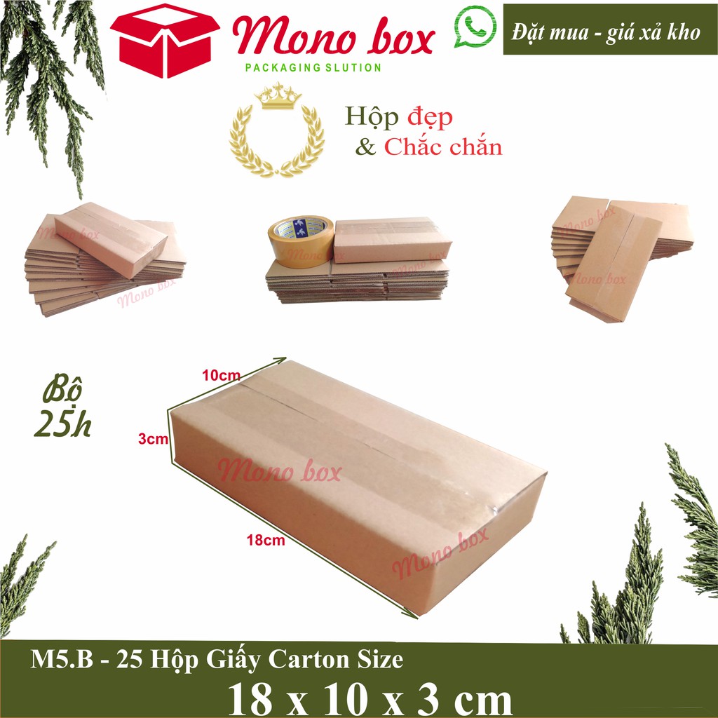 Bộ 25 hộp giấy carton 18x10x3