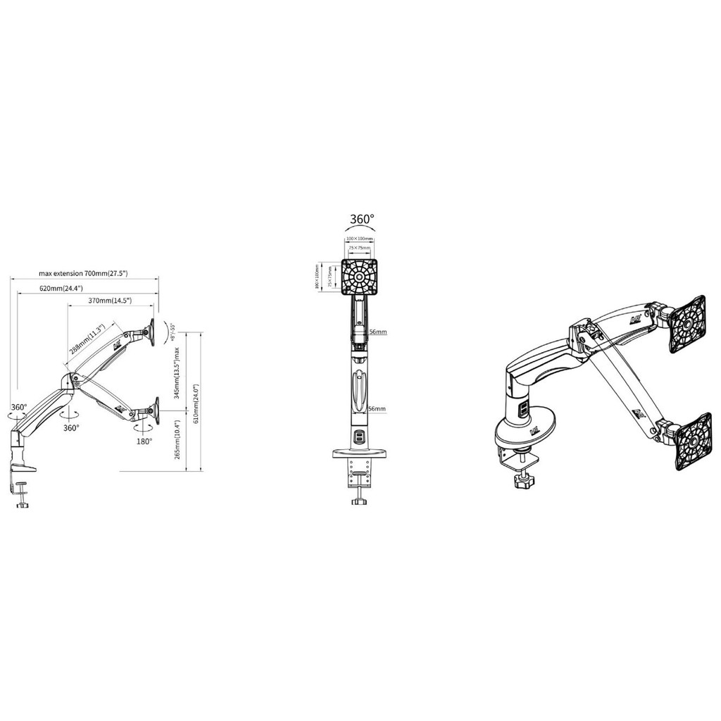 Giá Treo Màn Hình Máy Tính NB F100A  arm mornitor F100