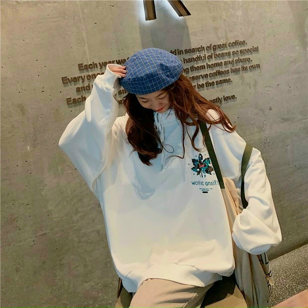 Áo Hoodie in Hình Lá in Chữ WCRK NC ANXIFTY Form rộng - Chất vải nỉ lót bông mềm mại khi mặc Siêu Đẹp có Mũ