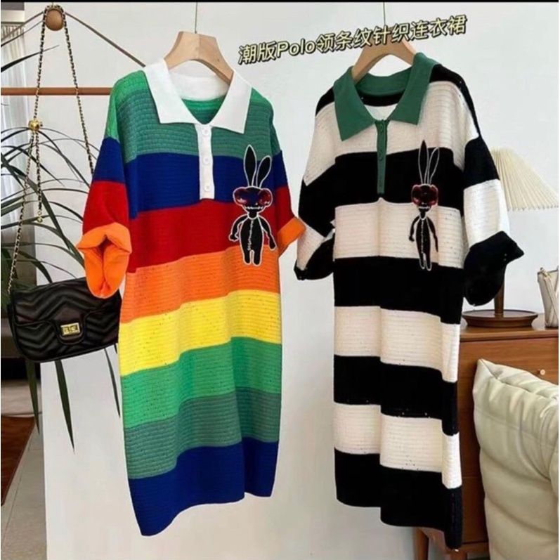 VÁY LEN KẺ MÀU SẮC DÁNG XUÔNG MS16288