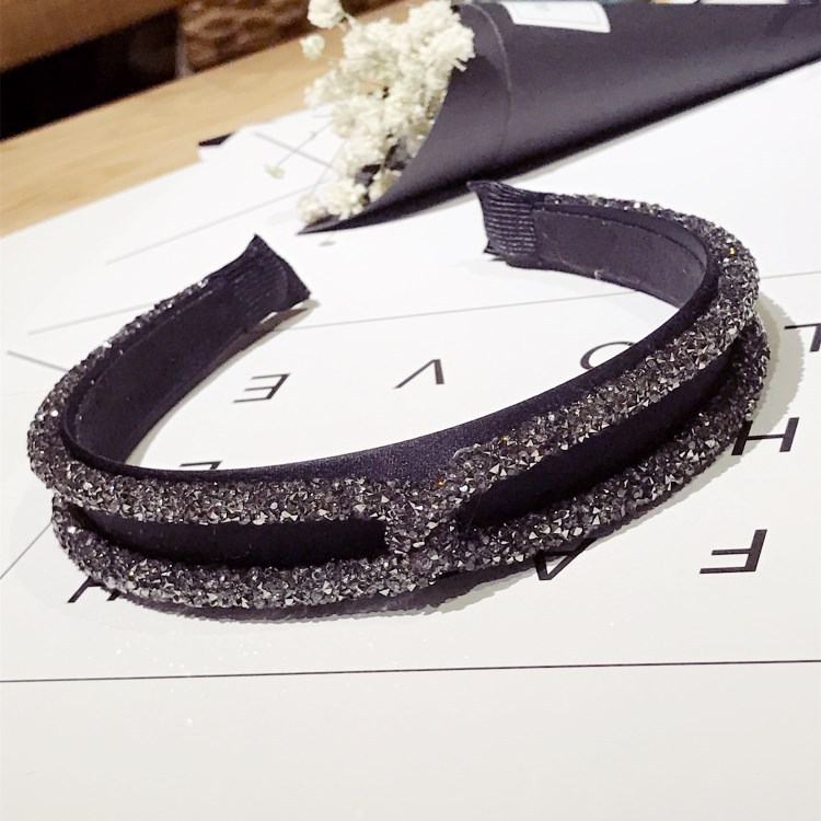 Hàn Quốc Mới Phụ Kiện Đơn Giản Tính Khí Pha Lê Headband Chéo Rộng Vành Tóc Phong Cách Hàn Quốc Sáng Bóng Tóc Headband Bán Buôn