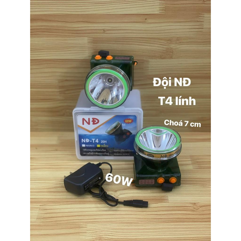 ĐÈN ĐỘI ĐẦU LÍNH T4-A THÁI/ 2 CÔNG TẮC/ ĐÈN BÁO PIN/ CỤC SẠC 2 CHÂN