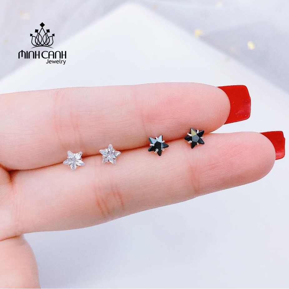 Bông Tai Khuyên Tai Nụ Bạc Hình Ngôi Sao Gắn Đá - Minh Canh Jewelry