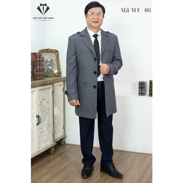 Áo măng tô nam trung tuổi dạ lông cừu nhập khẩu hàn quốc cao cấp vest việt tiến thành