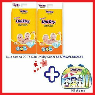 Combo 2 gói bỉm dán unidry s46/m42/l38/xl34