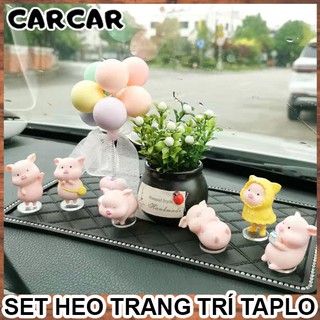 Set heo loi choi dễ thương trang trí taplo ô tô