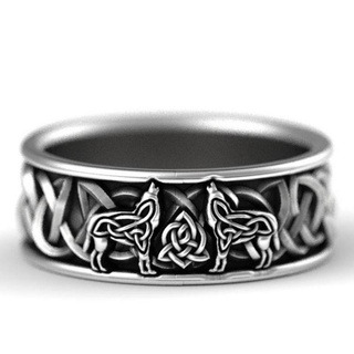 Nhẫn đeo ngón tay khắc biểu tượng sói Odin Viking kích thước 7-14 độc đáo