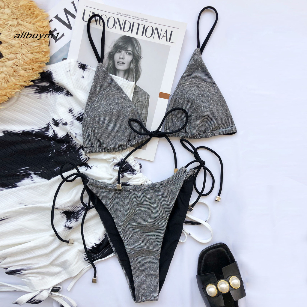 Bộ Bikini Hai Mảnh Họa Tiết Lấp Lánh Gợi Cảm Cho Nữ