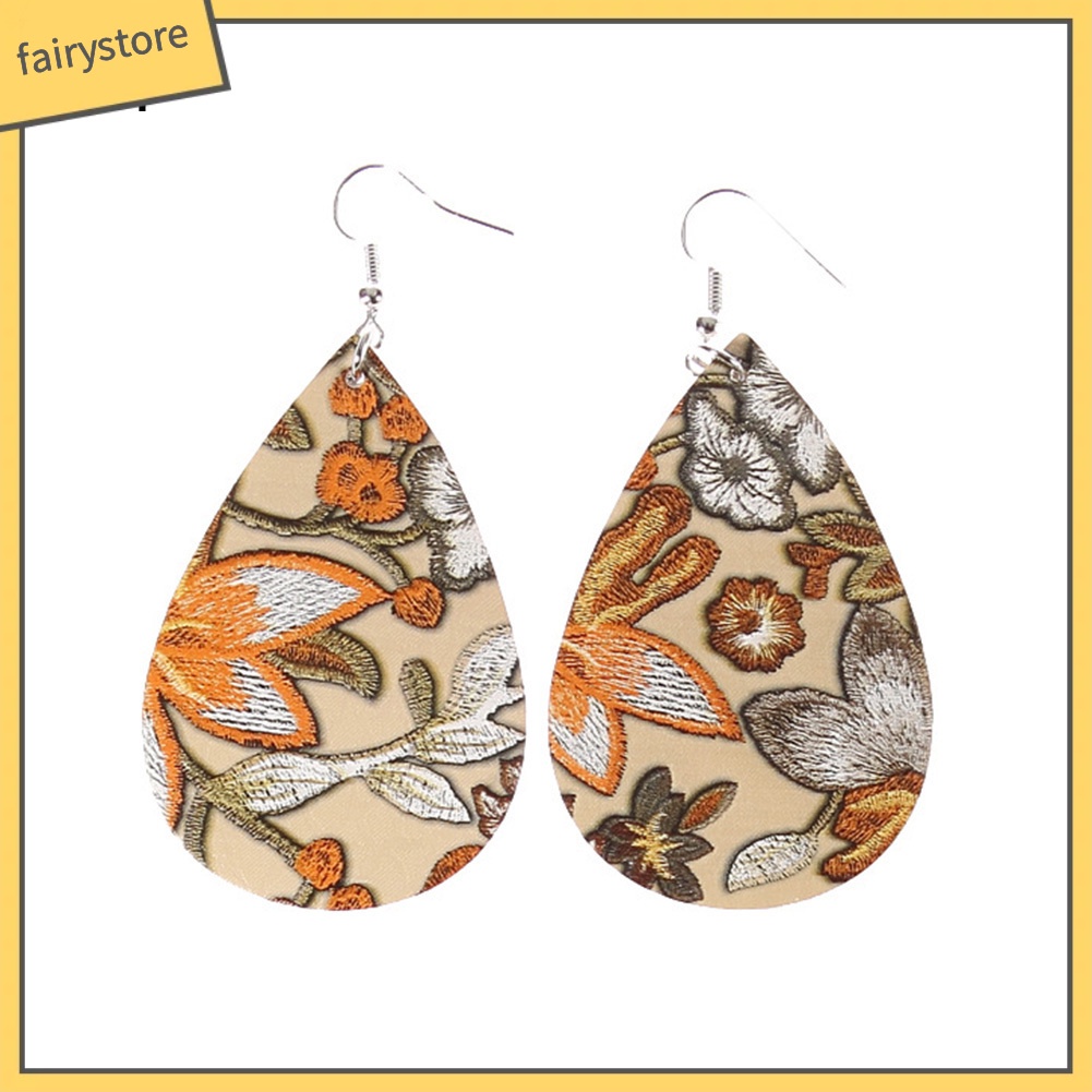 Khuyên tai dáng dài hoạ tiết thêu thời trang cho nữ