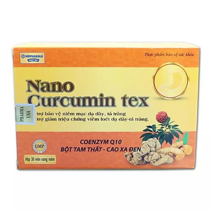Viên tinh nghệ Nano Curcumin Tex Tam Thất Xạ Đen giảm viêm loét dạ dày, tá tràng, ung bướu - Hộp 30 viên