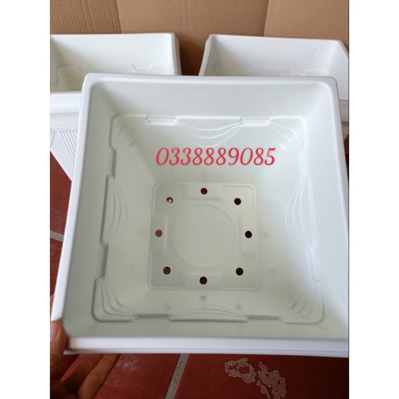 Chậu nhựa vuông V30 (30x30cm) có vành họa tiết nổi sang, dày, tráng men sứ đẹp,hàng sẵn kho