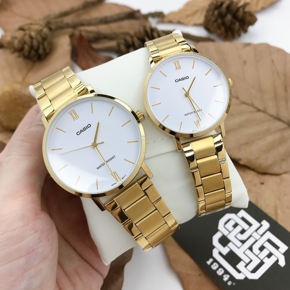 Đồng hồ cặp Casio MTP-VT01G-7B / LTP-VT01G-7B dây thép không gỉ, chống nước, hàng chính hãng