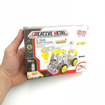 Đồ Chơi Giáo Dục STEM SuSu Block - Metal Bricks - Xe Cẩu Siêu Bền 1104B (75 Chi Tiết)