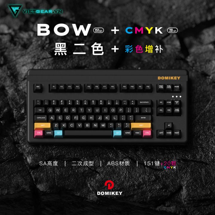 Bộ nút bàn phím SA Domikey White on Black 151 nút nhựa ABS double shot