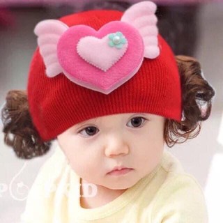 mũ len có tóc giả cho bé gái (0-2tuổi)
