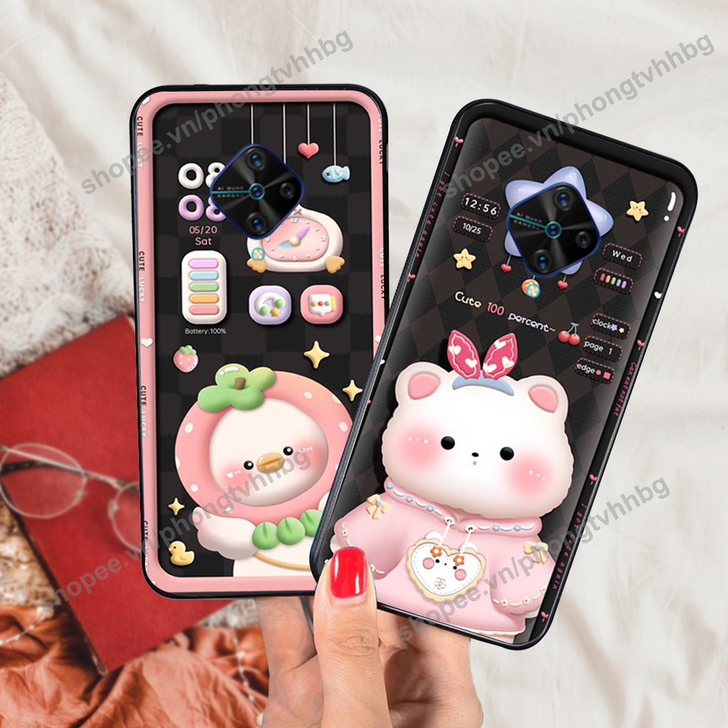 Ốp lưng Vivo S1 / S1 Pro gấu,thỏ trắng , đồng hồ dễ thương cute cực đẹp