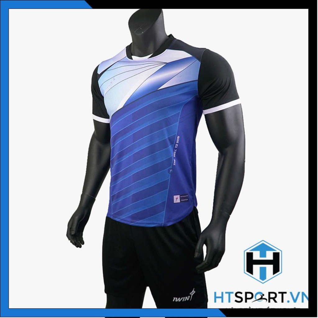 Áo Bóng Đá Không Logo iWin Fighter thun lạnh cao cấp Xanh