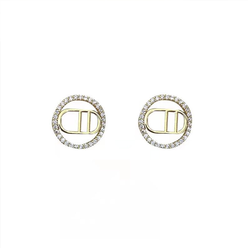 Khuyên Tai Chữ C Đính Đá Pha Lê Thời Trang Cho Nữ