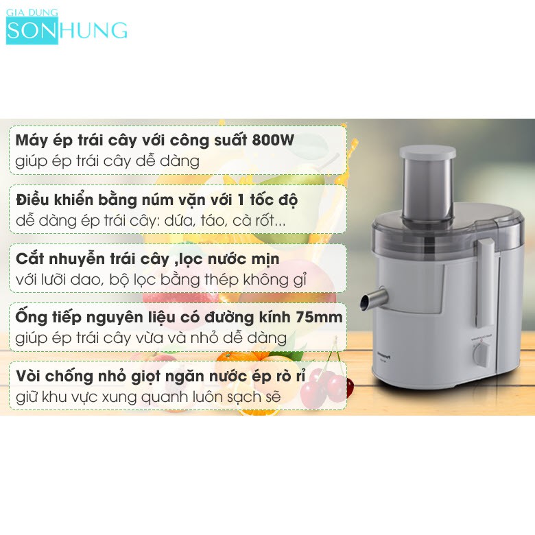 MÁY ÉP TRÁI CÂY PANASONIC MJ-SJ01WRA CÔNG SUẤT 800W[BẢO HÀNH 1 NĂM]