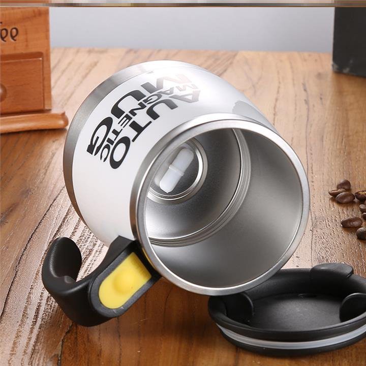 Cốc pha cafe tự khuấy nhựa inox tay cầm /Cốc khuấy cafe ruột inox