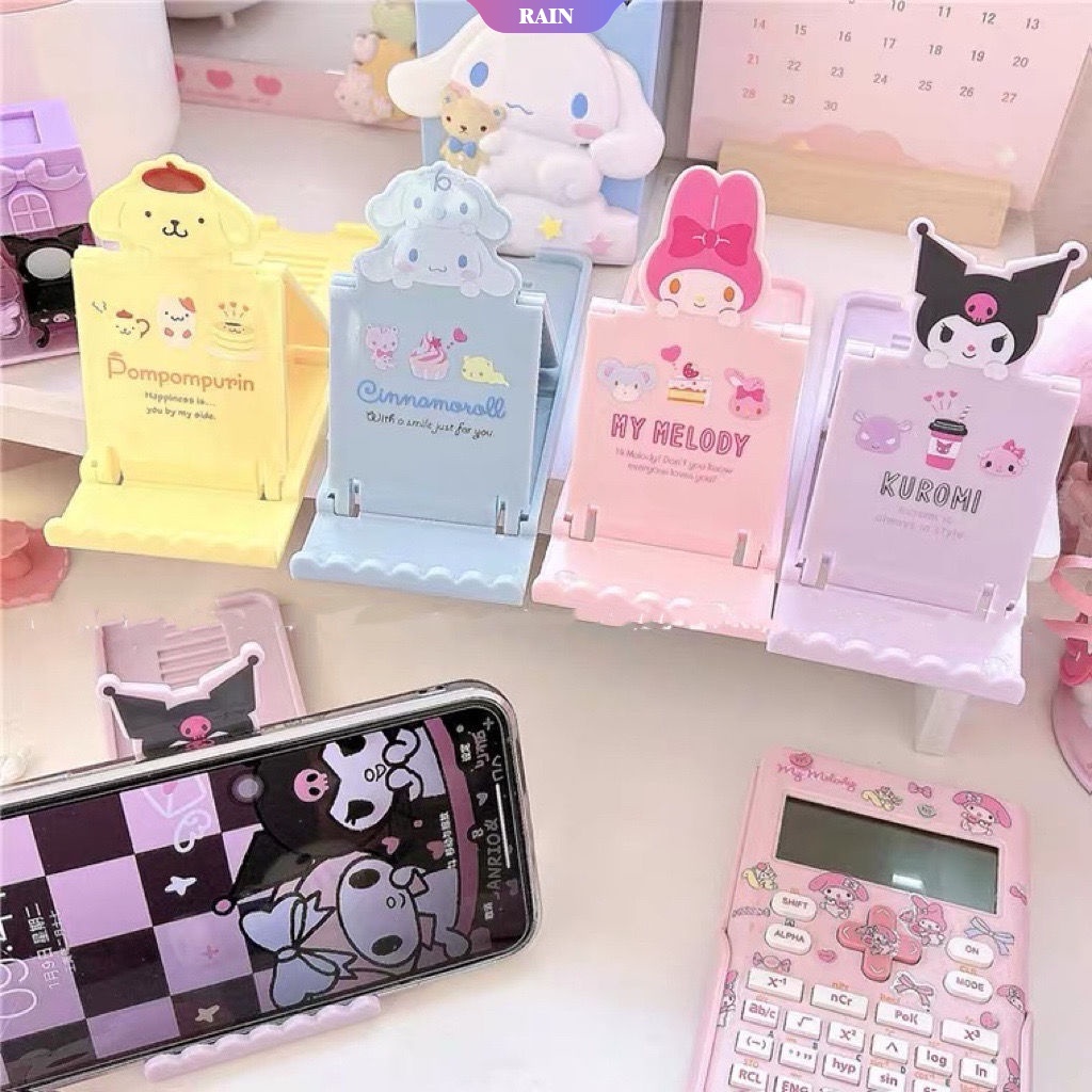 Giá Đỡ Điện Thoại Di Động Hình Cinnamoroll Kuromi My Melody Hello Kitty Pom Pom Purin Sanrio Anime Sanrio Có Thể Gập Lại [RAIN]