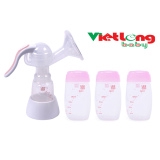 Bộ Máy hút sữa bằng tay Mezzo Unimom UM880052 (Trắng) + Bộ 3 bình trữ sữa mẹ Unimom UM880045 150ml