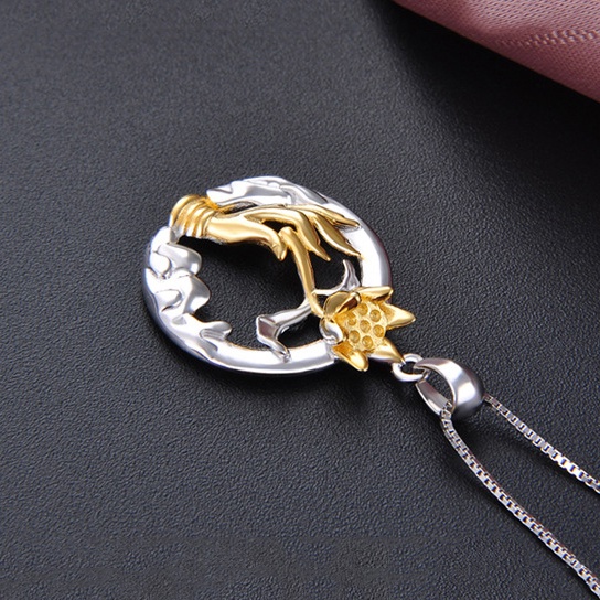 Mặt dây chuyền Sen Tọa Tặng Phật ý nghĩa với thiết kế tỉ mỉ tinh tế chất liệu bạc ý s925 M1818 - Bảo ngọc jewlery