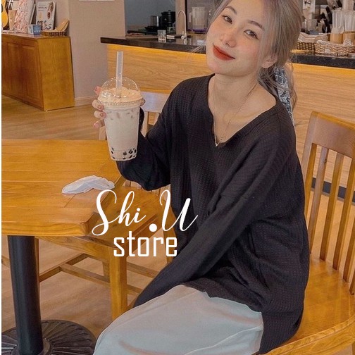 Áo Thun Gân Tay Dài Nữ Cổ U Chất Xốp Hàn Quốc Áo Dài Tay Vintage Dáng Rộng Ulzzang | BigBuy360 - bigbuy360.vn