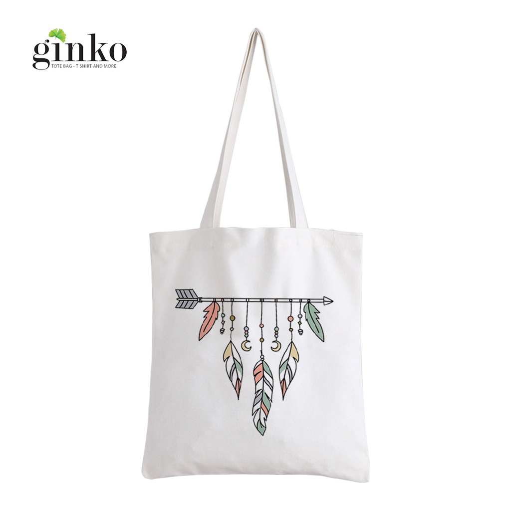 Túi Vải Tote GINKO Kiểu Basic dây kéo In Hình Boho Arrow